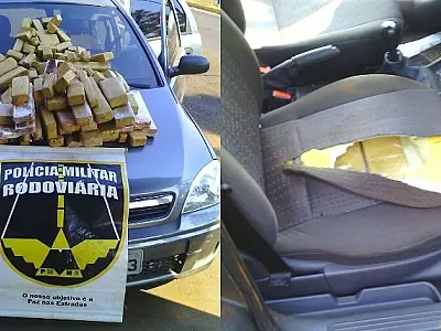 Polícia Militar Rodoviária encontra maconha em fundo falso de Celta
