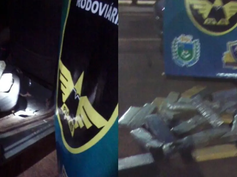 Polícia Militar Rodoviária encontra 45,4 kg de maconha em fundo falso de Siena