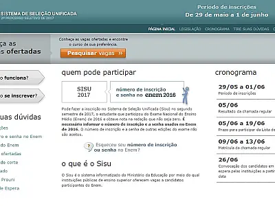 Termina hoje o prazo de inscrição no Sisu