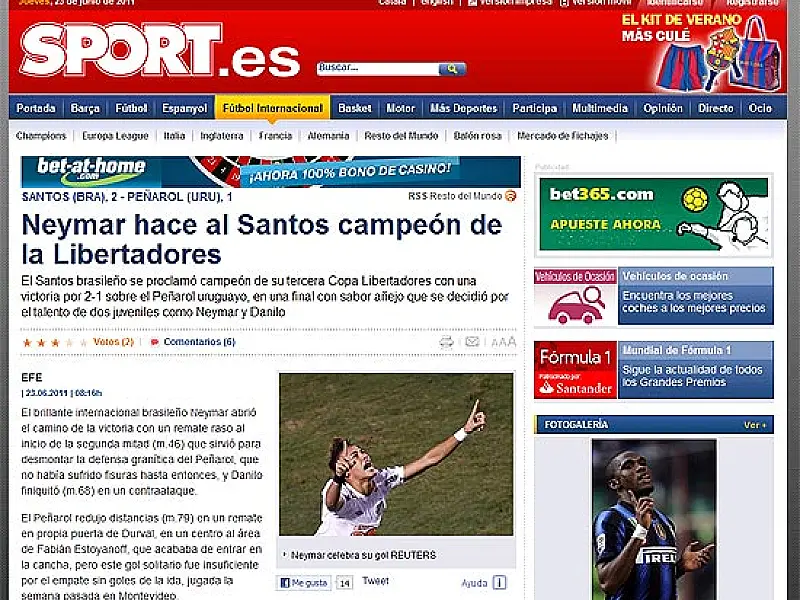 Jornais internacionais destacam título do Santos e Neymar