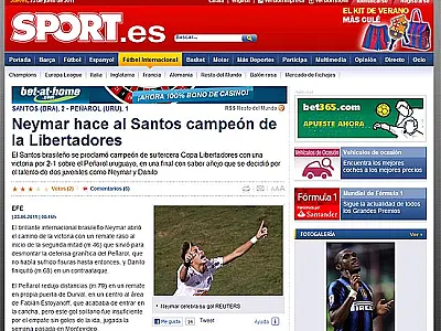 Jornais internacionais destacam título do Santos e Neymar
