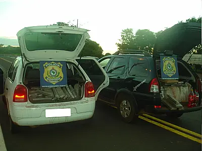 Quase 800 kg de maconha apreendidos em dois veículos próximo a Guia Lopes