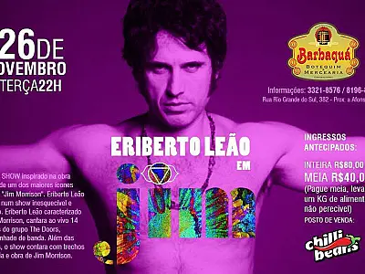 Eriberto Leão revive Jim Morrison em musical amanhã na Capital