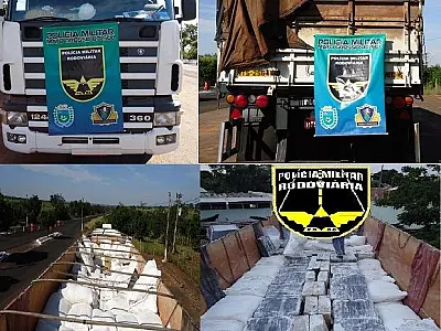 PM apreende dez toneladas de maconha em carga de trigo