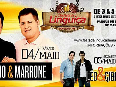 Bruno e Marrone animam a festa da Linguiça de Maracaju neste sábado