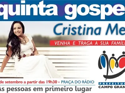 Cristina Mel se apresenta no Quinta Gospel deste mês