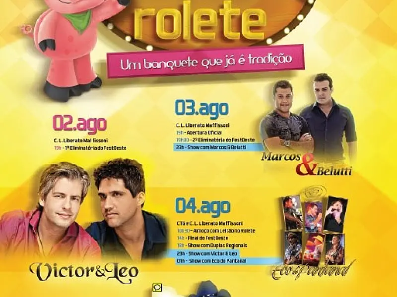 Festa do Leitão começa dia 2 em São Gabriel do Oeste