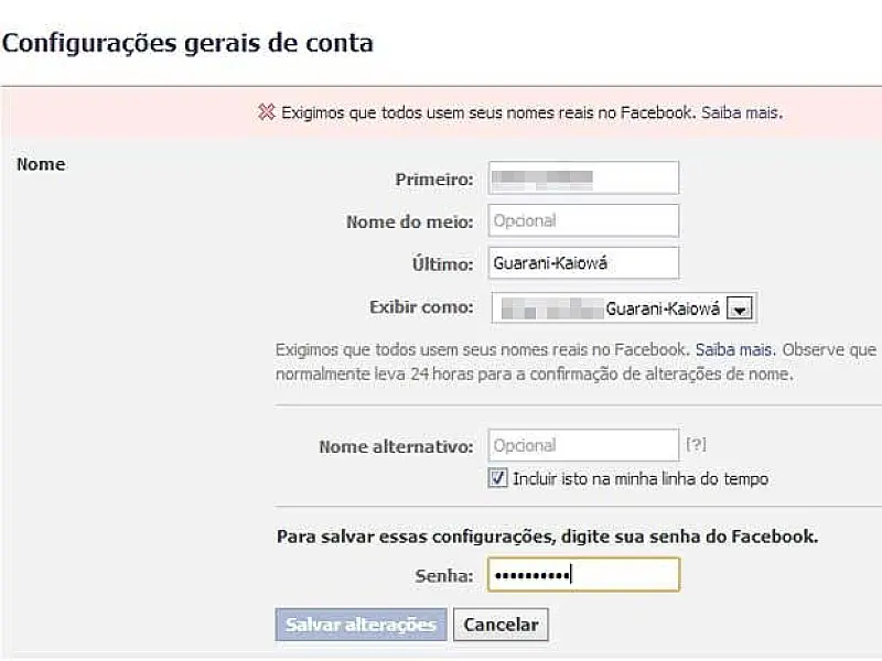 Facebook impede uso de "Guarani-Kaiowá" como sobrenome