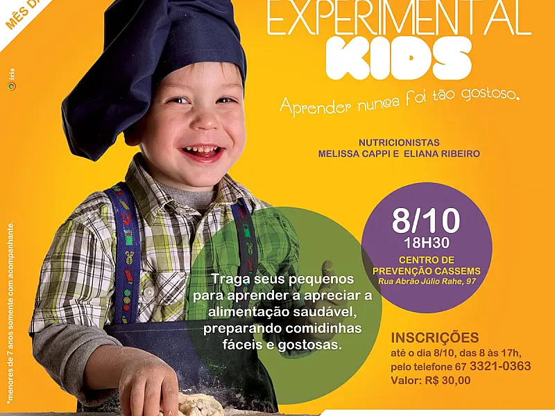 Cozinha experimental para crianças será realizado hoje