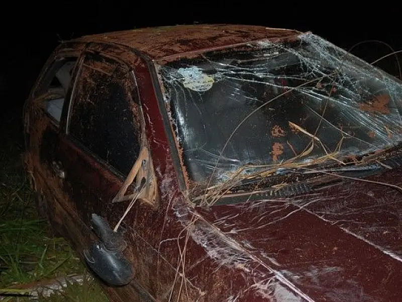 Carro ficou destruído em acidente, mas motorista saiu ileso em Vicentina