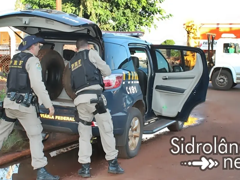 Camionete é apreendida em Sidrolândia com pneus contrabandeados