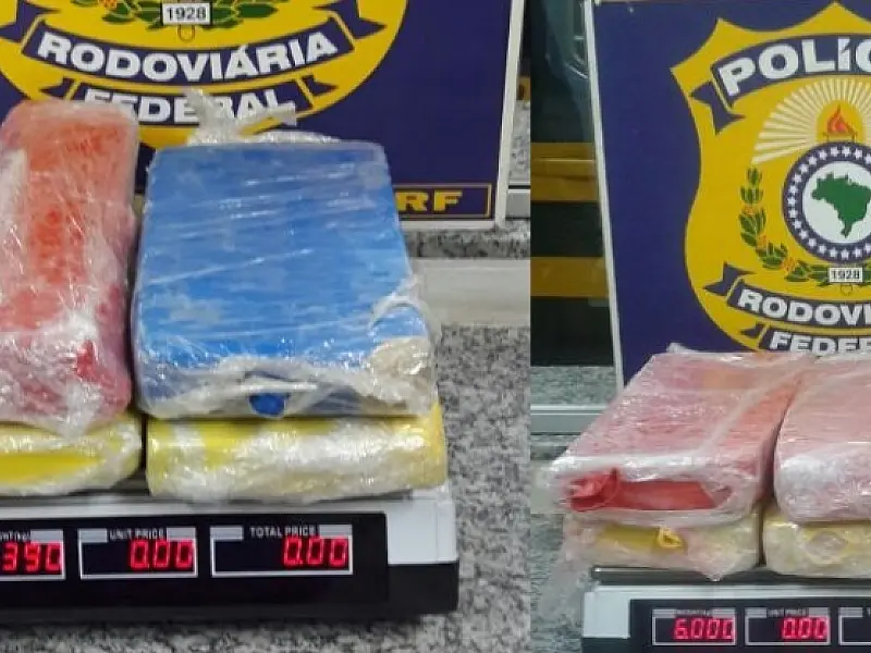 PRF de Coxim apreende 21.6 Kg maconha