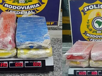 PRF de Coxim apreende 21.6 Kg maconha