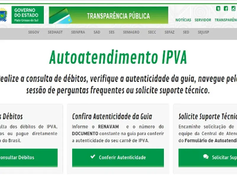 IPVA 2018: Governo disponibiliza autoatendimento para consulta de débitos, autenticidade da guia e mais