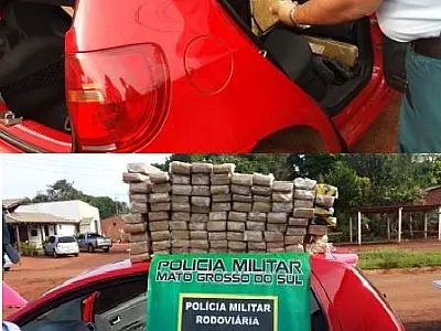 PMR encontra maconha em fundo falso de carro roubado