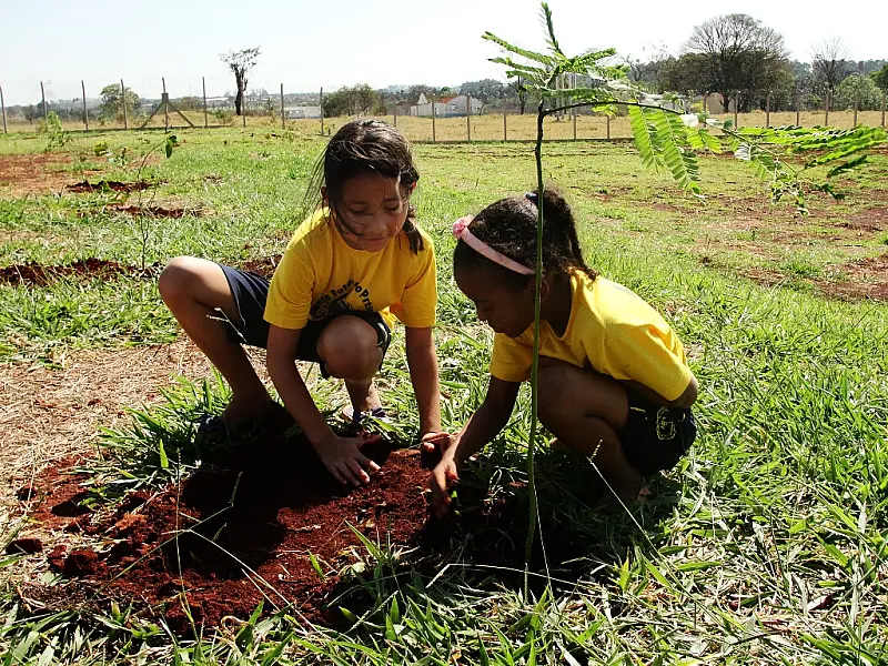 Crianças da LBV participam de plantio em comemoração ao Dia da Árvore