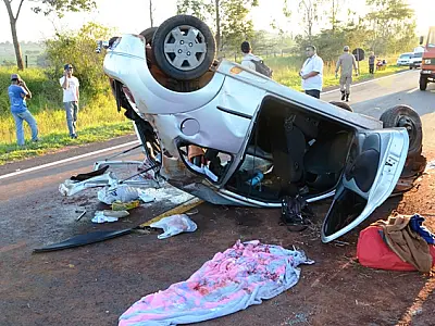 Capotamento deixa senhora em estado grave na MS – 276, em Ivinhema