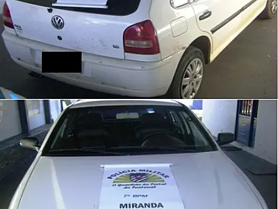 PM de Miranda recupera veículo furtado em Minas Gerais