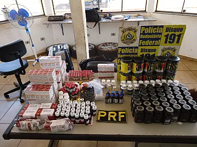 PRF apreende comprimidos de medicamentos, ampolas e anabolizantes