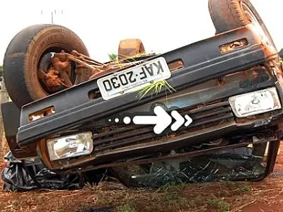 Motorista perde controle e camionete capota na MS 060