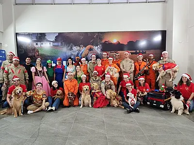 Bombeiros e cães coterapeutas visitam pacientes pediátricos no HRMS