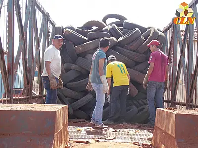 Pneus são disponibilizados para reciclagem em Aparecida do Taboado