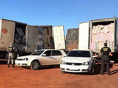 Quatro caminhões são apreendidos com produtos contrabandeados