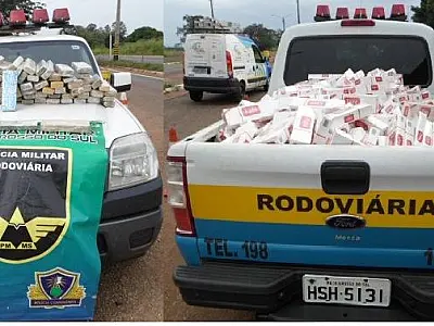 PM apreende carro carregado de maconha e cigarros
