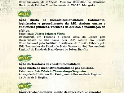 Curso de Ações Constitucionais começa na quarta-feira