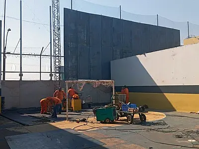 Obras de contenção e telamento avançam na Penitenciária de Segurança Máxima da Capital