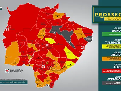 Nova atualização do Prosseguir classifica 60% dos municípios de MS na bandeira vermelha
