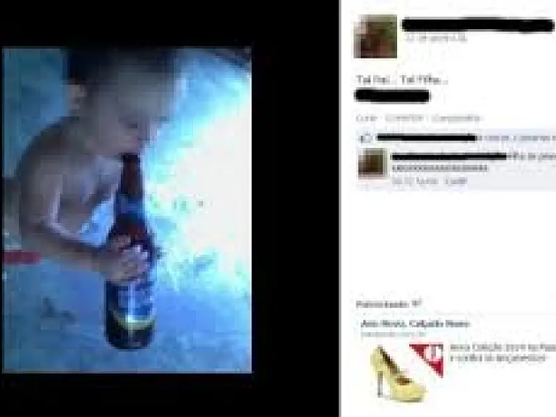 Foto de criança de Pedro Gomes com garrafa de cerveja na boca circula no Facebook