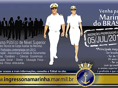 Marinha prorroga inscrição de concurso para Nível Superior