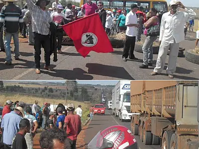 Pelo quarto dia, MST bloqueia passagem na rodovia em Itaquiraí