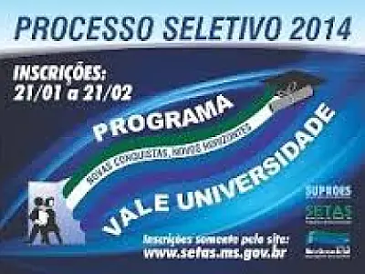 Programa Vale Universidade recebe inscrições online
