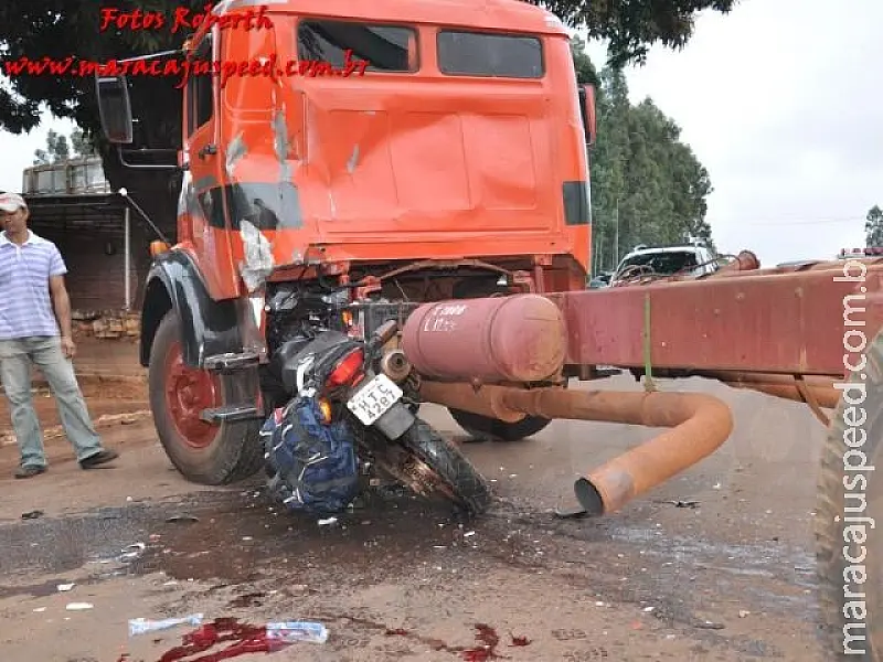 Colisão entre motociclista e caminhão resulta em uma morte na MS-162
