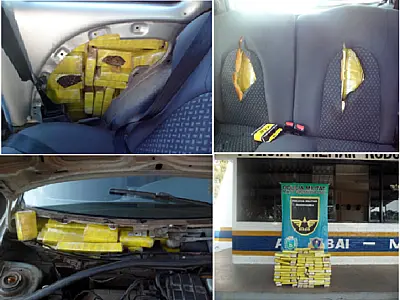 PMR encontra quase 100 kg de maconha em fundo falso de carro