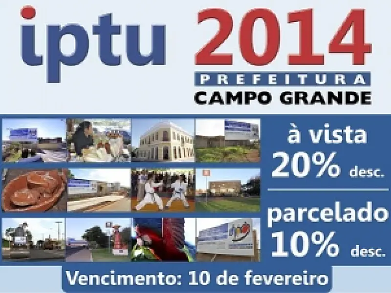IPTU/2014 com desconto vence nesta segunda-feira
