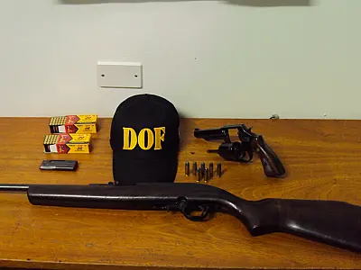 DOF apreende armas de fogo e munições em veículo que transportava ração