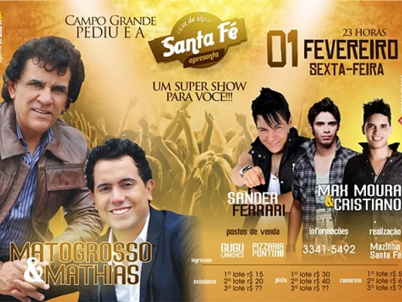 Confira os ganhadores dos ingressos para o show de Mato Grosso e Mathias