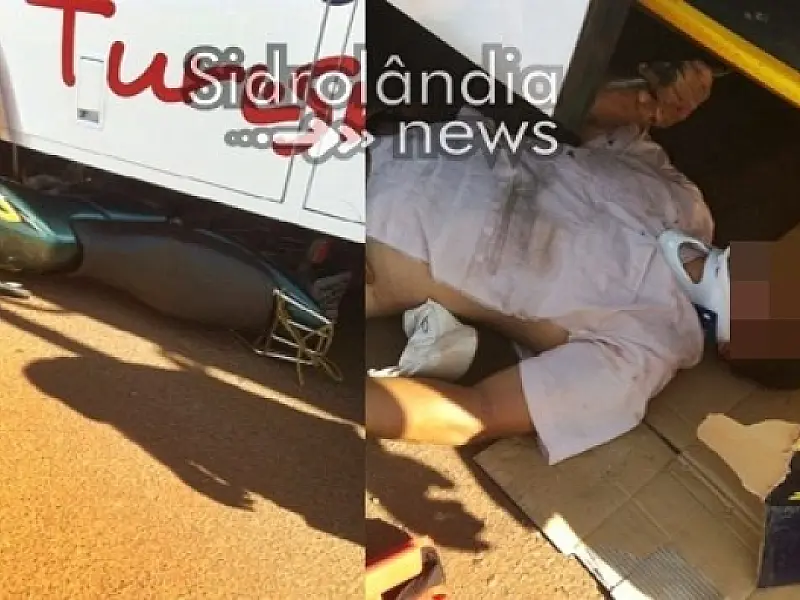 Acidente com ônibus e moto deixa um ferido em Sidrolândia