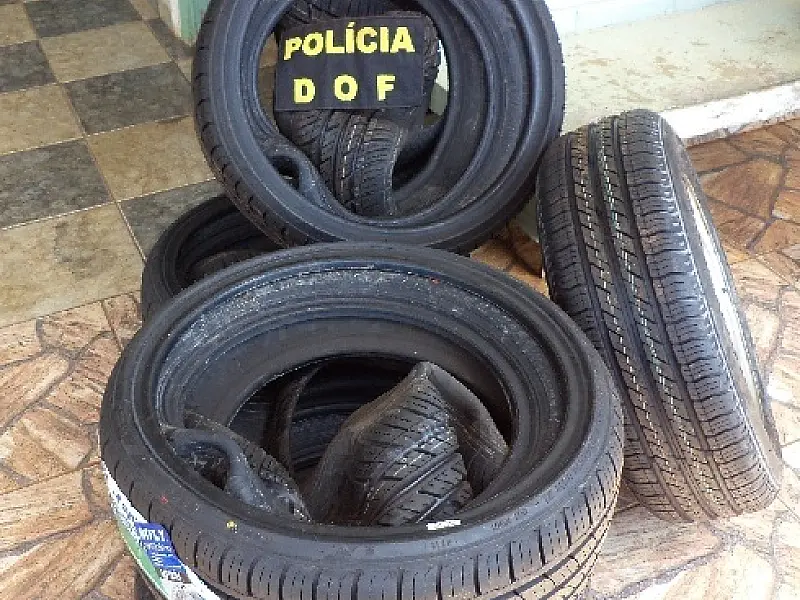 DOF apreende 14 pneus novos contrabandeados