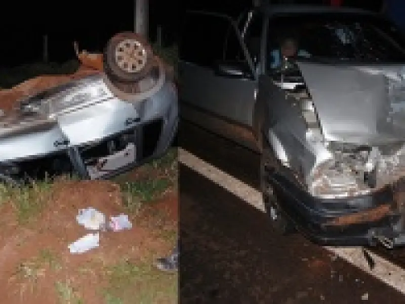 Uno capota em acidente com outro veículo na BR 376