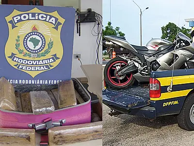 PRF apreende quase 100kg de maconha; Kawasaki é recuperada