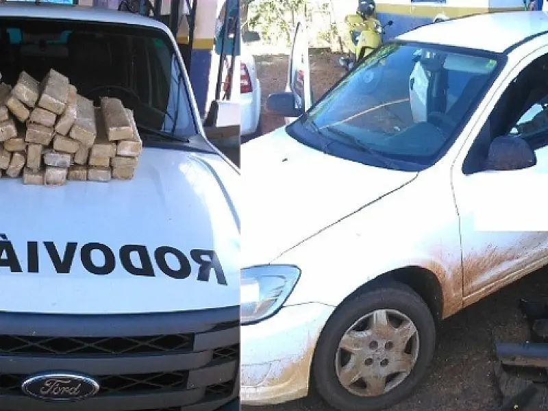 Policiais encontram em laterais de carro 41 tabletes de maconha