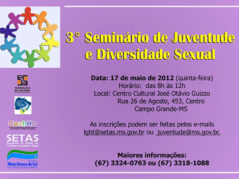 III Seminário de Juventude e Diversidade Sexual acontece nesta quinta-feira na Capital
