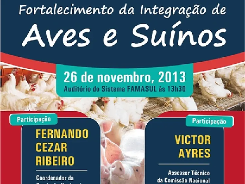 Integração da suinocultura e avicultura será debatido nesta terça-feira