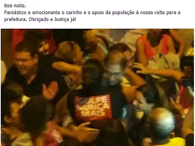 Bernal comemora em seu perfil a volta a prefeitura após ida ao Gaeco