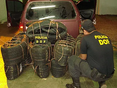 DOF apreende pneus contrabandeados em Ponta Porã