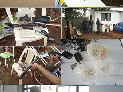 Polícia apreende espingardas com silenciador, maconha e cocaína com jovem